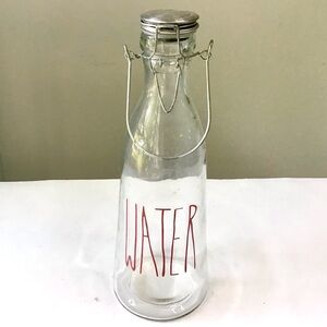 Threshold Clear Glass WATER Bottle Red Lettering Bail & Trigger Lid Farmhouse